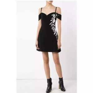 Cinq a Sept Larkin Embroidered Mini Dress in Black Ivory 6